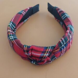 Anthropologie Tartan Plaid Red And Black Headband